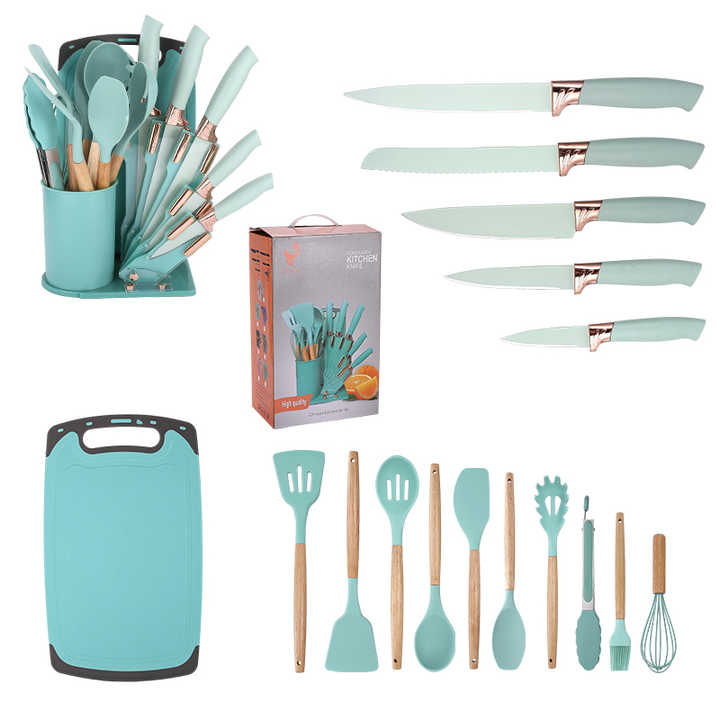 საჭმლის მოსამზადებელი ინსტრუმენტების და დანების კრებული