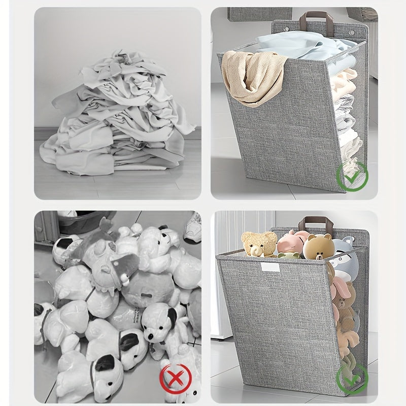 ნაჭრის დასაკეცი კალათა საკიდით