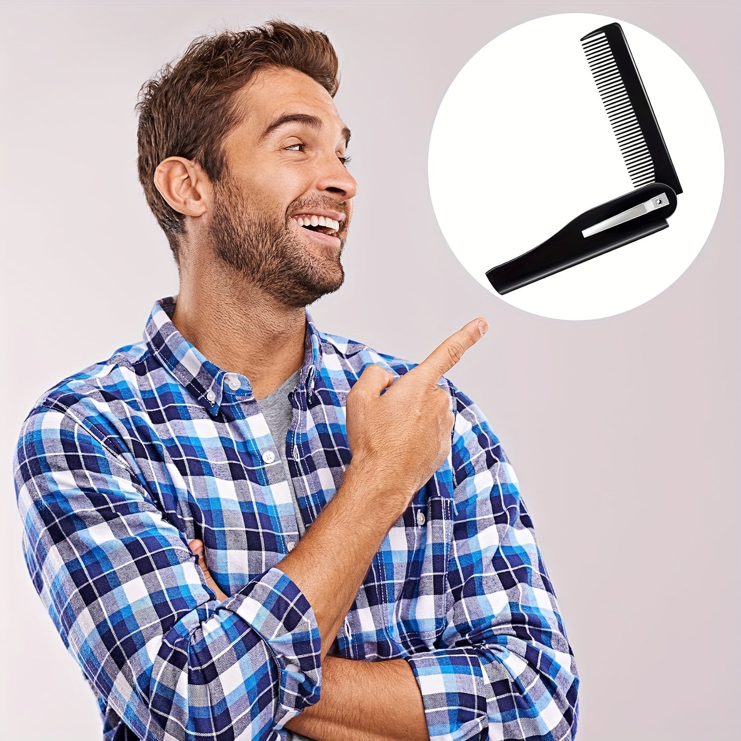 2-1ში  პორტატული სავარცხელი და ჯაგრისი , წვერისთვის და თმისთვის