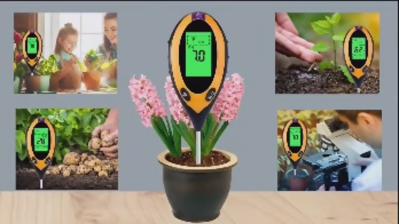 მზის სხივის სიგრძის და სიხშირის, ნიადაგის მჟავიანობის, ტემპერატურის საზომი ხელსაწყო ელემენტზე